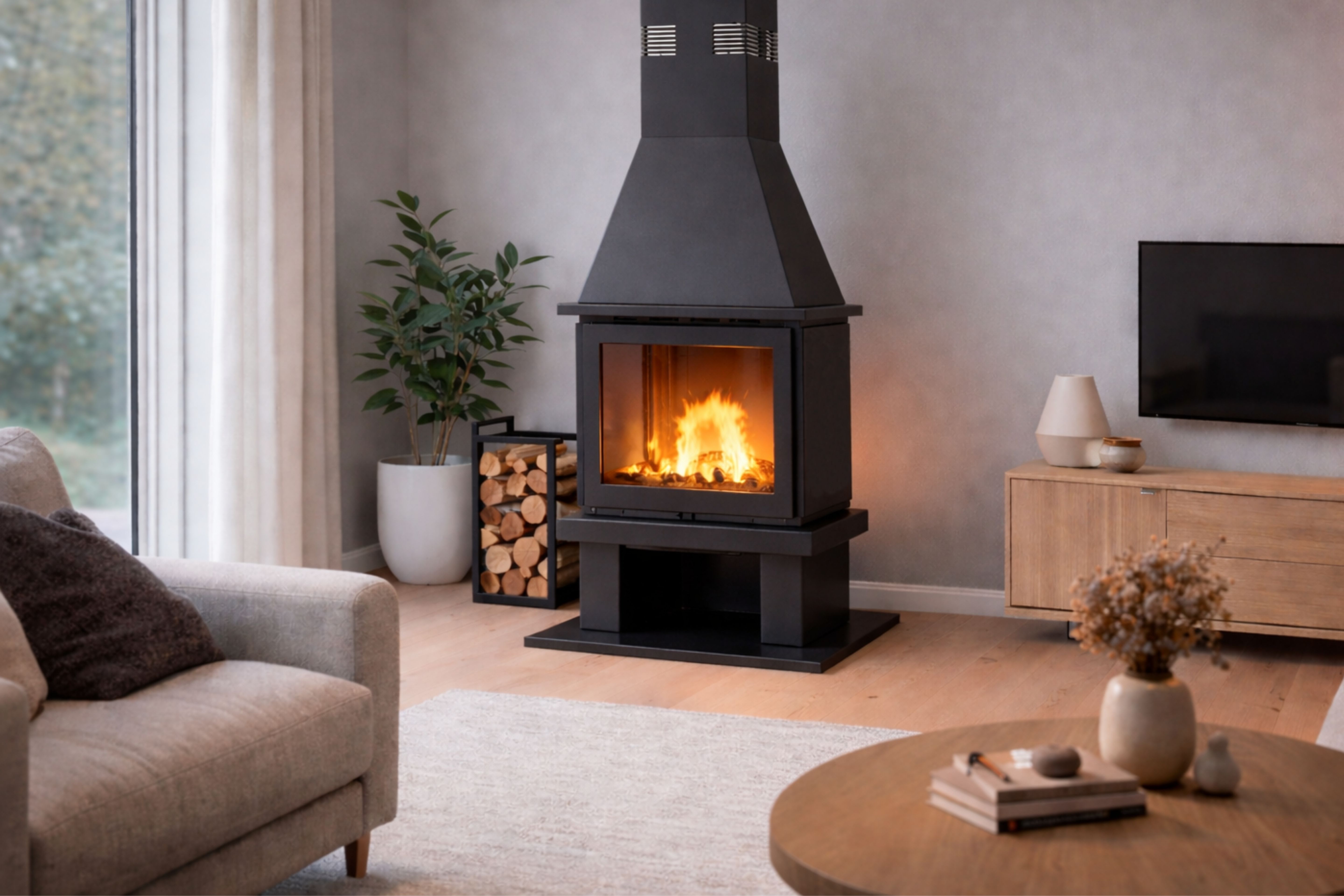 Kominek opalany drewnem